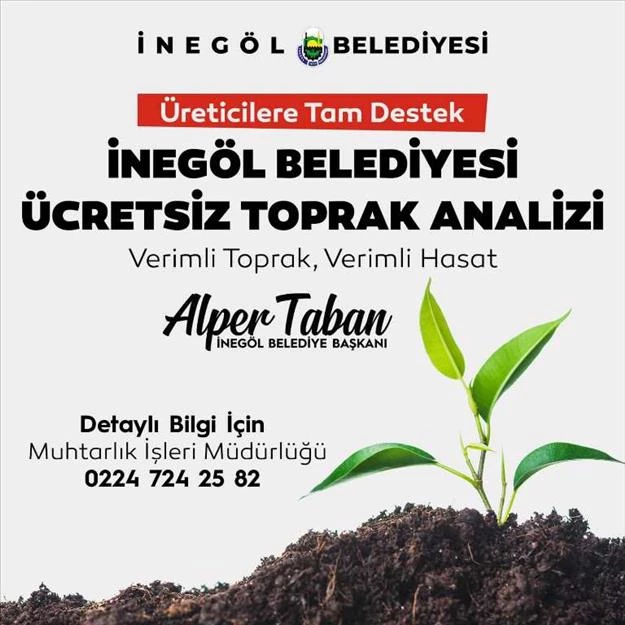 İnegöl Belediyesi Ücretsiz Toprak Analizi Uygulaması Devam Ediyor