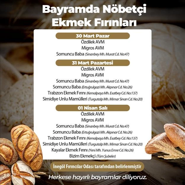 Ramazan Bayramı Nöbetçi Fırın Listesi Belli Oldu